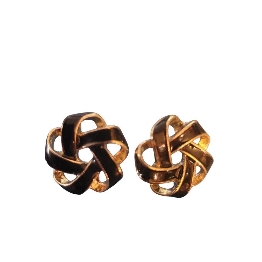Elegant Gold and Black Knot Earrings